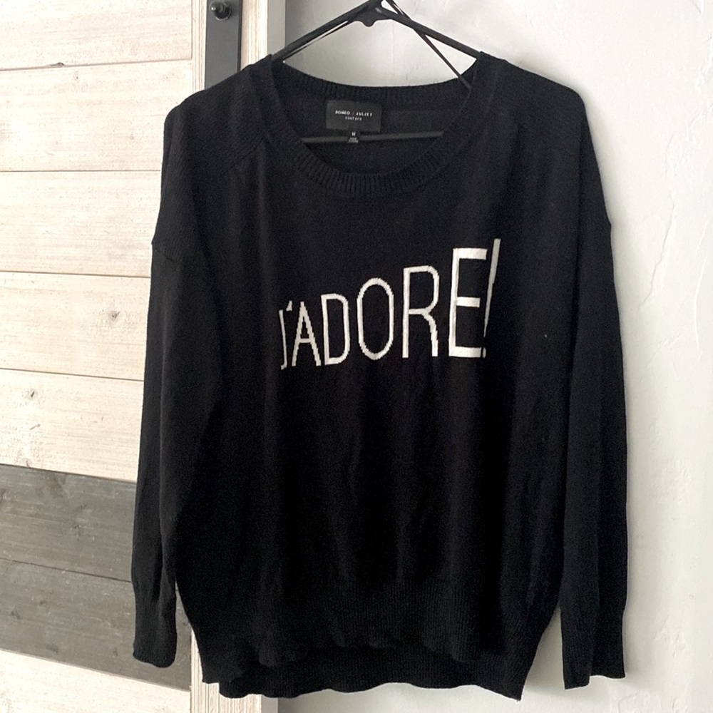 Romeo and Juliet Couture J’adore! Sweater, never been worn NEW Without Tags